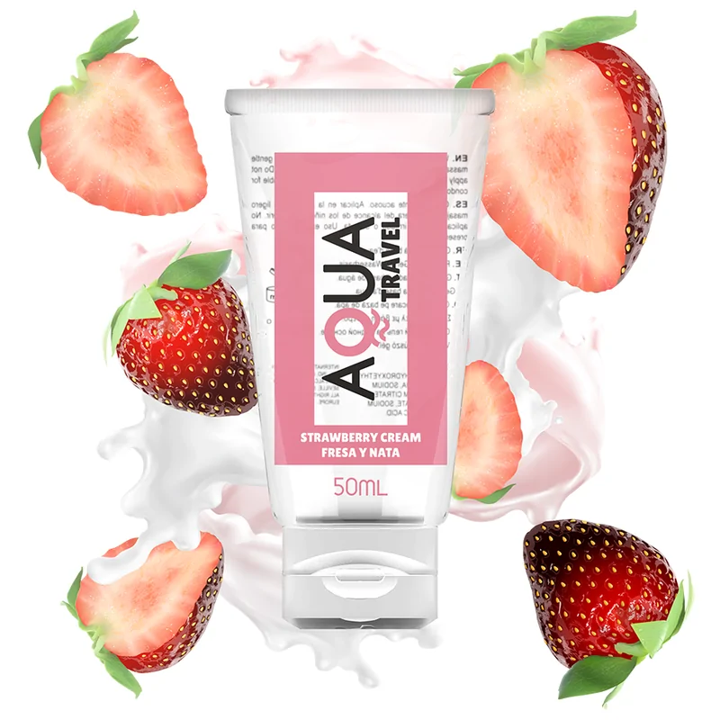 AQUA TRAVEL - LUBRIFICANTE A BASE ACQUA GUSTO CREMA FRAGOLA - 50 ML AQUA TRAVEL - LUBRIFICANTE A BASE ACQUA GUSTO CREMA FRAGOLA - 50 ML