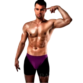 PASSION - BOXER 009 LILAC/BLACK EROTIC LINGERIE S/M