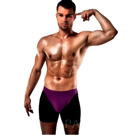 PASSION - BOXER 009 LILAC/BLACK EROTIC LINGERIE S/M