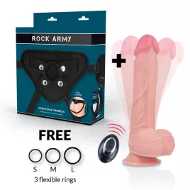 ROCKARMY - HARNESS + FLÜSSIGSILIKON VIBRATOR PREMIUM APACHE FERNBEDIENUNG 20.5 CM -O- 4.62 CM