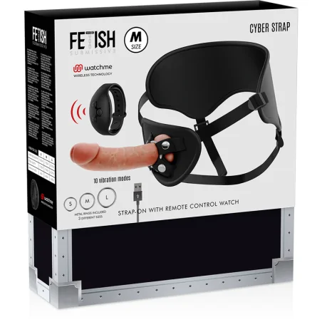 FETISH SUBMISSIVE CYBER STRAP - HARNAIS AVEC TÉLÉCOMMANDE DILDO WATCHME M TECHNOLOGIE