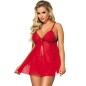 SUBBLIME - BABYDOLL AVEC NOEUD ET LACETS FLORAUX ROUGE L / XL SUBBLIME - BABYDOLL AVEC NOEUD ET LACETS FLORAUX ROUGE L / XL