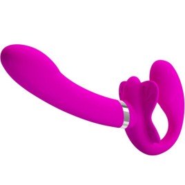 PRETTY LOVE - VIBRATEUR DOUBLE STRAP-ON VALERIE 12 VIBRATIONS VIOLET