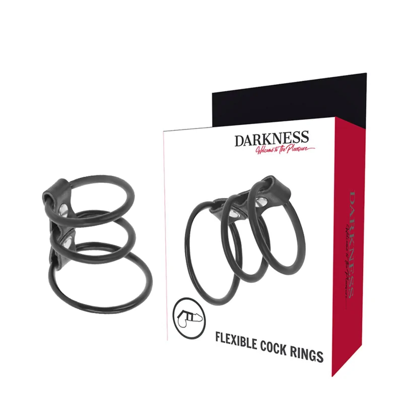 DARKNESS - ENSEMBLE DE 3 ANNEAUX PÉNIS FLEXIBLES DARKNESS - ENSEMBLE DE 3 ANNEAUX PÉNIS FLEXIBLES