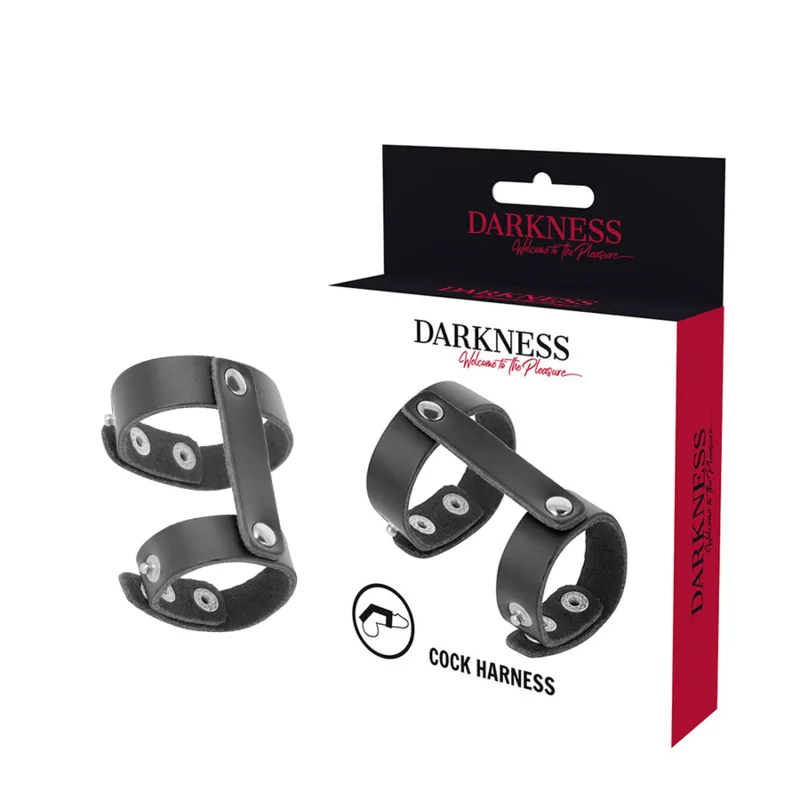 DARKNESS - LEATHER ADJUSTABLE PENIS AND TESTICLE RING DARKNESS - LEATHER ADJUSTABLE PENIS AND TESTICLE RING