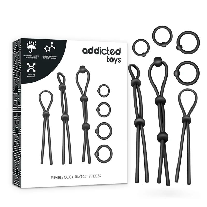 ADDICTED TOYS - ENSEMBLE DANNEAU PÉNIAL FLEXIBLE EN SILICONE 7 PIÈCES ADDICTED TOYS - ENSEMBLE DANNEAU PÉNIAL FLEXIBLE EN SILICONE 7 PIÈCES