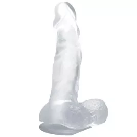 BAILE - DILDO REALISTICO CON VENTOSA E TESTICOLI 16.7 CM TRASPARENTE