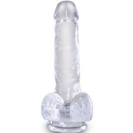 KING COCK - CLEAR PÉNIS RÉALISTE AVEC BOULES 13.5 CM TRANSPARENT