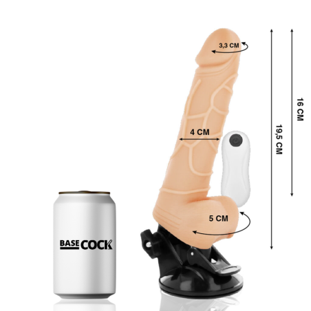 BASECOCK - REALISTIC VIBRATOR REMOTE CONTROL NATURAL WITH TESTICLES 19.5CM