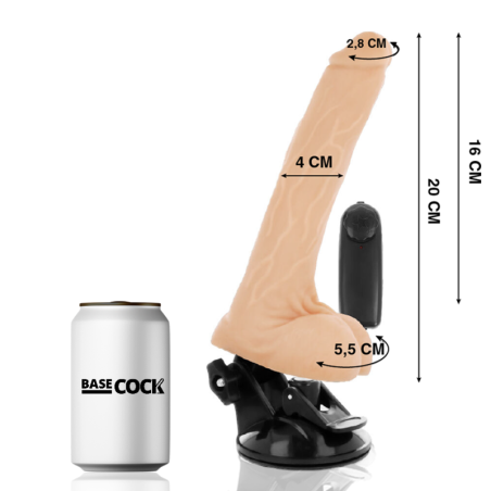 BASECOCK - VIBRATORE REALISTICO TELECOMANDO NERO CON TESTICOLI 20 CM