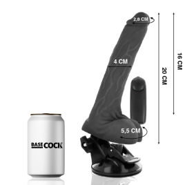 BASECOCK - REALISTISCHER VIBRATOR MIT FERNBEDIENUNG SCHWARZ MIT HODEN 20 CM
