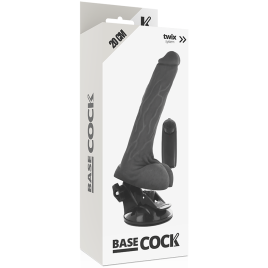 BASECOCK - REALISTISCHER VIBRATOR MIT FERNBEDIENUNG SCHWARZ MIT HODEN 20 CM
