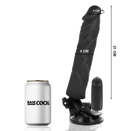 BASECOCK - REALISTISCHER VIBRATOR MIT FERNBEDIENUNG SCHWARZ 21 CM