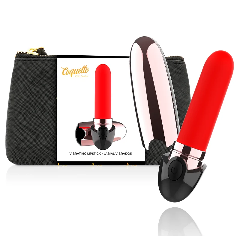 COQUETTE CHIC DESIRE - VIBRATEUR RECHARGEABLE ROUGE A LÈVRES NOIR/ OR