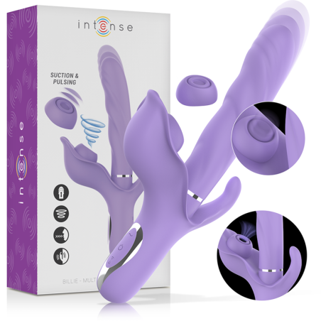 INTENSE - BILLIE VIBRATEUR À ASPIRATION RECHARGEABLE MULTIFONCTIONNEL AVEC BOUTON POUSSOIR VIOLET