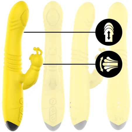 INTENSE - VIBRATEUR MULTIFONCTION TOKY UP DOWN AVEC STIMULATEUR CLITORAL JAUNE