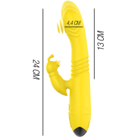 INTENSE - VIBRATORE MULTIFUNZIONE TOKY UP  DOWN CON STIMOLATORE CLITORALE GIALLO
