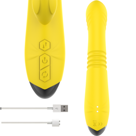 INTENSE - VIBRATEUR MULTIFONCTION TOKY UP  DOWN AVEC STIMULATEUR CLITORAL JAUNE