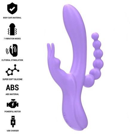 INTENSE - MIKO DREIFACHVIBRATOR RABBIT STIMULATOR ANAL 7 VIBRATIONEN LILA