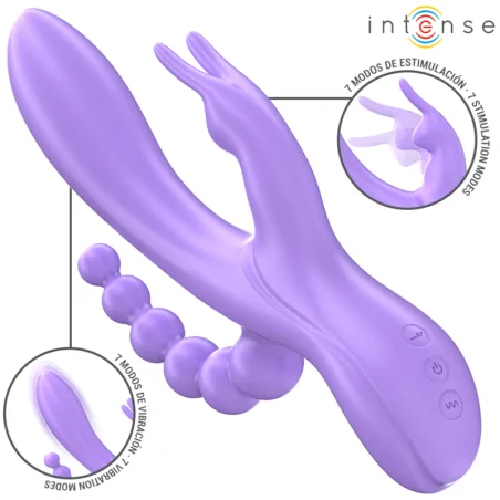 INTENSE - MIKO TRIPLE VIBRATOR RABBIT STIMULATOR ANAL 7 VIBRATIONS PURPLE