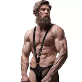 FETISH SUBMISSIVE ATTITUDE - HARNAIS EN CUIR ÉCOLOGIQUE EN FORME DE V POUR HOMMES