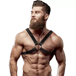 FETISH SUBMISSIVE ATTITUDE - HARNAIS EN CUIR ÉCOLOGIQUE POUR HOMMES AVEC POITRINE CROISÉE