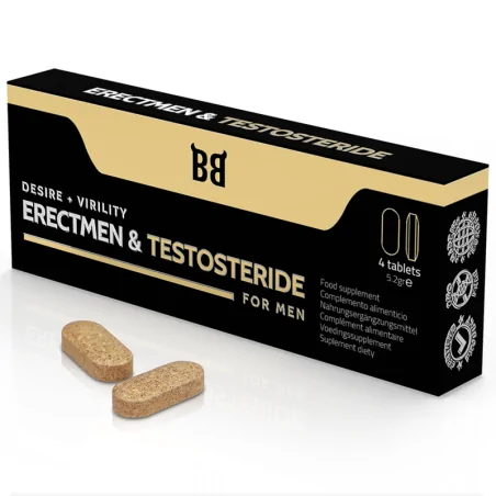 BLACK BULL - ERECTMEN TESTOSTERIDE PUISSANCE ET TESTOSTÉRONE POUR HOMMES 4 GÉLULES