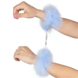 SECRETPLAY - HANDSCHELLEN AUS BLAULICHT-MARABOU
