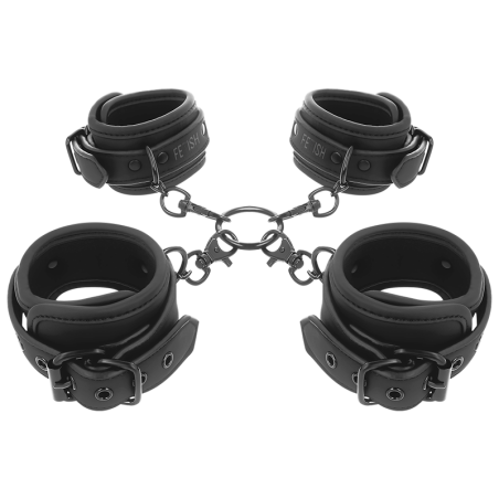 FETISH SUBMISSIVE - SET OF HAND AND ANKLE HANDCUFFS WITH NOPRENE LINING