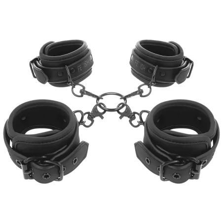 FETISH SUBMISSIVE - HAND- UND KNÖCHEL-HANDSCHELLEN-SET MIT NOPRENE-FUTTER