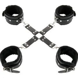 DARKNESS - LEDERHANDSCHELLEN FÜR FÜSSE UND HÄNDE SCHWARZ