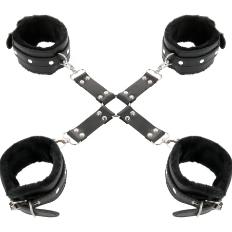 DARKNESS - LEDERHANDSCHELLEN FÜR FÜSSE UND HÄNDE SCHWARZ