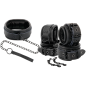DARKNESS - MENOTTES ET COLLIER EN CUIR NOIR DARKNESS - MENOTTES ET COLLIER EN CUIR NOIR