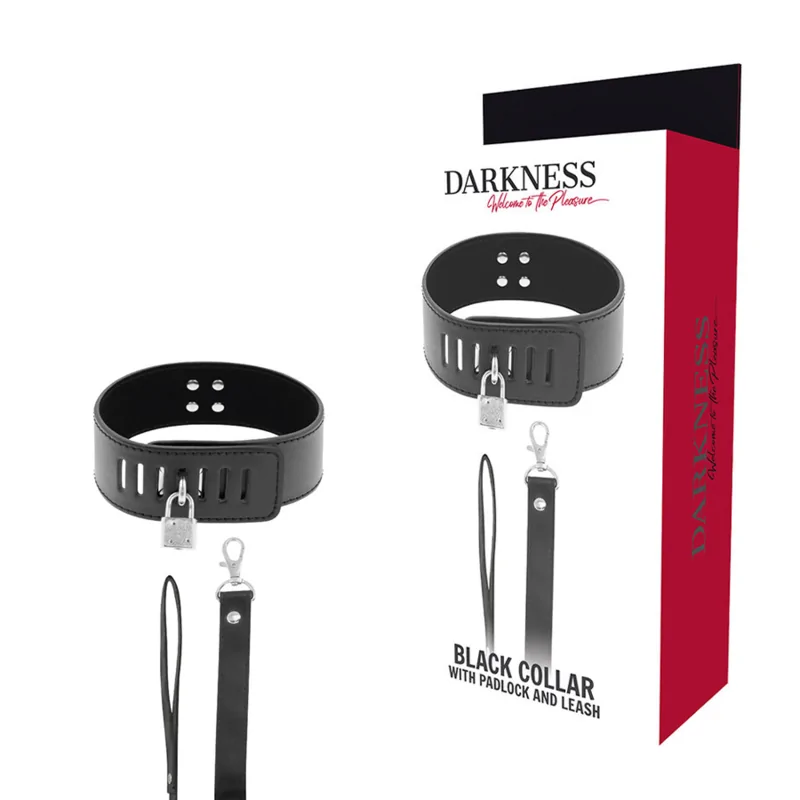 DARKNESS - BDSM-HALSBAND MIT SCHWARZEM SCHLOSS DARKNESS - BDSM-HALSBAND MIT SCHWARZEM SCHLOSS