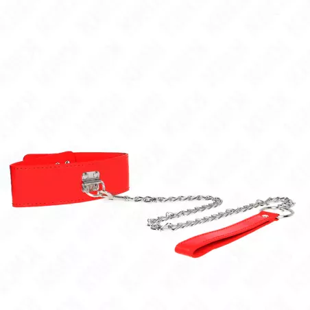 KINK - COLLIER AVEC CEINTURE 65 CM AVEC LARGE BRACELET ROUGE AJUSTABLE 33,5-41 CM X 5 CM