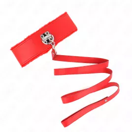 KINK - COLLIER AVEC LAISSE 116 CM AVEC CLOUS ARGENTÉS MODÈLE 4 ROUGE AJUSTABLE 40-48 CM X 6 CM