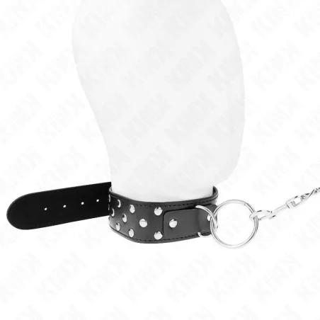 KINK - COLLIER RIVET ANNEAU AVEC CEINTURE 65 CM NOIR AJUSTABLE 36-50 CM X 3,8 CM