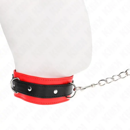 KINK - BASIC MODEL COLLAR WITH LEASH 65 CM MODEL 3 RED 53 X 5 CM
