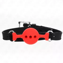 KINK - BAVAGLIO IN SILICONE INTERO 55 x 2 CM CON SFERA DA 4 CM MISURA S ROSSO REGOLABILE 35-51 CM
