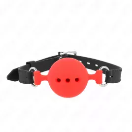 KINK - BAVAGLIO IN SILICONE INTERO 55 x 2 CM CON SFERA DA 5 CM MISURA L ROSSO REGOLABILE 35-51 CM