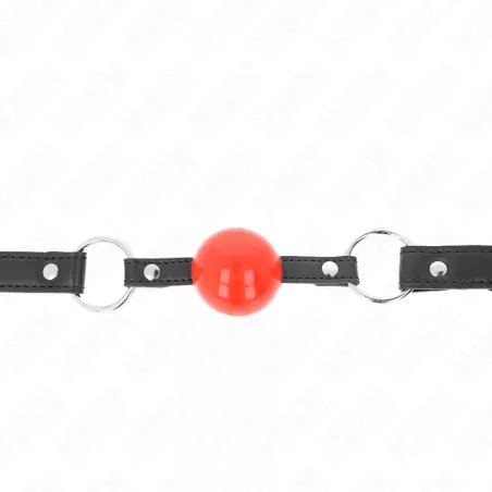 KINK - BÂILLON BALLE 4 CM AVEC SERRURE BOULE ROUGE BRACELET NOIR 60 x 2 CM