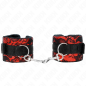 KINK - ATTENTES-POIGNETS COURTES EN DENTELLE DE VELOURS ET RELIURE EN NYLON ROUGE / NOIR 23 X 6,5 CM