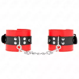 KINK - HANDGELENKFESSELN ROT MIT SCHWARZEM GÜRTEL VERSTELLBAR 17-28 CM X 6 CM