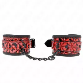KINK - HANDGELENKFESSELN MIT RAUTENMUSTER, DUNKELROT, VERSTELLBAR 17-26 CM X 5,5 CM