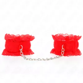 KINK - ATTENTES-POIGNETS ÉLASTIQUES EN DENTELLE ROUGE