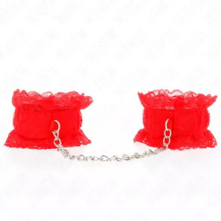 KINK - ATTENTES-POIGNETS ÉLASTIQUES EN DENTELLE ROUGE