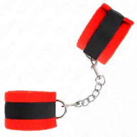 KINK - MANCHETTES DÉBUTANT EN FOURRURE NOIR-ROUGE 30 X 7 CM
