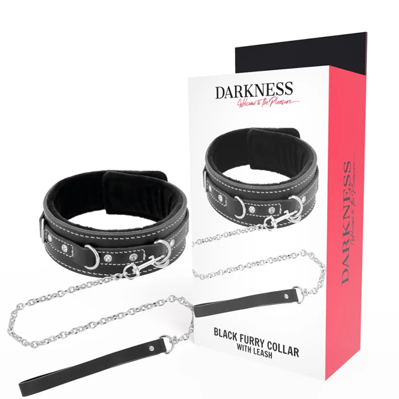 DARKNESS - COLLIER EN CUIR DE HAUTE QUALITÉ AVEC LAISSE DARKNESS - COLLIER EN CUIR DE HAUTE QUALITÉ AVEC LAISSE