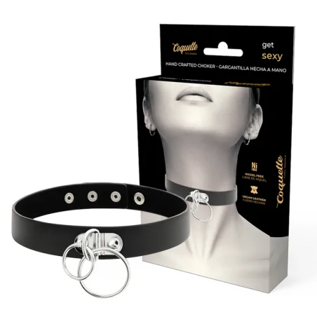 COQUETTE CHIC DESIRE - DOPPELRING-HALSBAND AUS VEGANEM LEDER