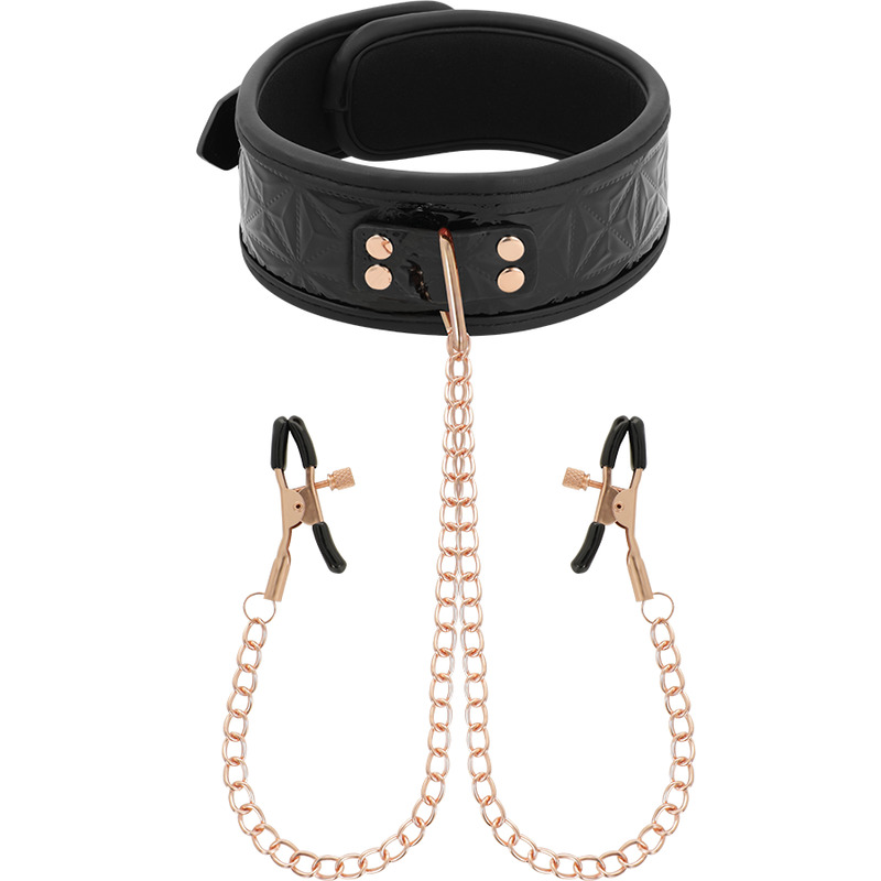 BEGME - BLACK EDITION COLLAR WITH NIPPLE CLAMPS WITH NEOPRENE LINING BEGME - BLACK EDITION COLLAR WITH NIPPLE CLAMPS WITH NEOPRENE LINING